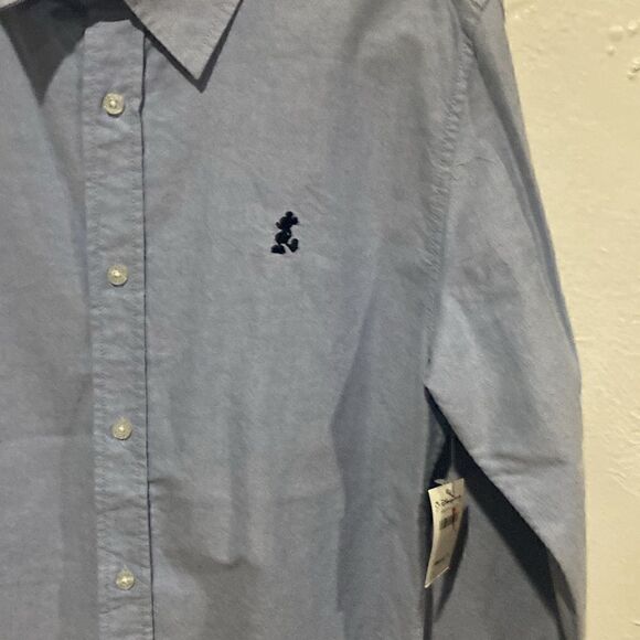 NWT Walt Disney World Blue Embroidered Mickey Button Down Shirt Small 100% cottn - Picture 3 of 7
